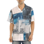 Hawaiian Shirt Modern Art Abstraction Blue and White