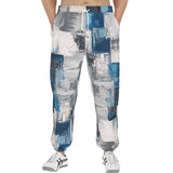 Men's Sweatpants Modern Art Abstraction Blue and White