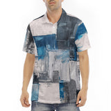 Men's Polo Shirt Modern Art Abstraction Blue and White