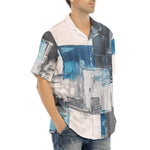 Hawaiian Shirt Modern Art Abstraction Blue and White