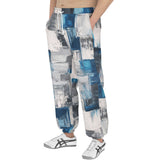 Men's Sweatpants Modern Art Abstraction Blue and White