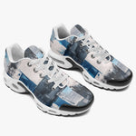Air Cushion Sneakers Modern Art Abstraction Blue and White