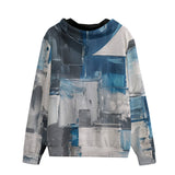 Men's Zip Up Hoodie Modern Art Abstraction Blue and White