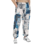 Men's Sweatpants Modern Art Abstraction Blue and White