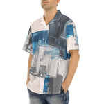 Hawaiian Shirt Modern Art Abstraction Blue and White