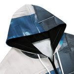 Men's Zip Up Hoodie Modern Art Abstraction Blue and White