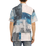 Hawaiian Shirt Modern Art Abstraction Blue and White