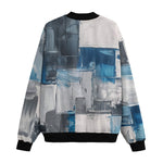Bomber Jacket Modern Modern Art Abstraction Blue and White