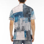 Men's Polo Shirt Modern Art Abstraction Blue and White
