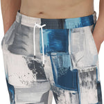 Men's Sweatpants Modern Art Abstraction Blue and White