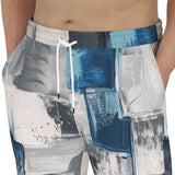 Men's Sweatpants Modern Art Abstraction Blue and White