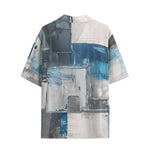 Hawaiian Shirt Modern Art Abstraction Blue and White