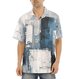 Hawaiian Shirt Modern Art Abstraction Blue and White