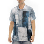 Men's Polo Shirt Modern Art Abstraction Blue and White