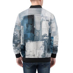 Bomber Jacket Modern Art Abstraction Blue and White