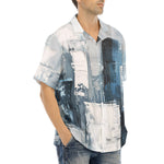 Hawaiian Shirt Modern Art Abstraction Blue and White