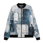 Bomber Jacket Modern Art Abstraction Blue and White