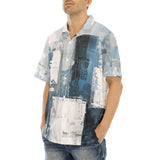 Hawaiian Shirt Modern Art Abstraction Blue and White