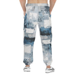 Men's Sweatpants Modern Art Abstraction Blue and White