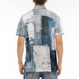 Men's Polo Shirt Modern Art Abstraction Blue and White