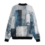 Bomber Jacket Modern Art Abstraction Blue and White