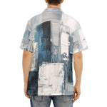 Hawaiian Shirt Modern Art Abstraction Blue and White