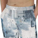 Men's Sweatpants Modern Art Abstraction Blue and White