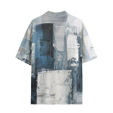 Hawaiian Shirt Modern Art Abstraction Blue and White
