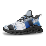 Sports Mesh Sneakers Modern Art Abstraction Blue and White