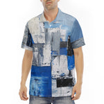 Men's Polo Shirt Modern Art Abstraction Blue and White