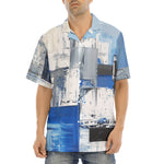 Hawaiian Shirt Modern Art Abstraction Blue and White