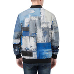 Bomber Jacket Modern Art Abstraction Blue and White