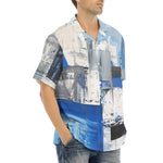 Hawaiian Shirt Modern Art Abstraction Blue and White