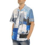 Hawaiian Shirt Modern Art Abstraction Blue and White