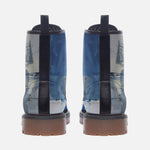 Leather Boots Modern Art Abstraction Blue and White