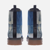 Leather Boots Modern Art Abstraction Blue and White