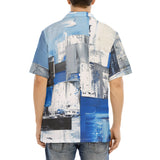 Hawaiian Shirt Modern Art Abstraction Blue and White