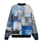 Bomber Jacket Modern Art Abstraction Blue and White