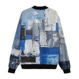 Bomber Jacket Modern Art Abstraction Blue and White