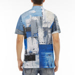 Men's Polo Shirt Modern Art Abstraction Blue and White