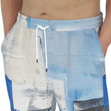 Men's Sweatpants Modern Art Abstraction Blue and White