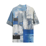 Hawaiian Shirt Modern Art Abstraction Blue and White