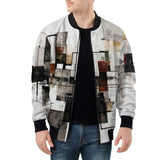 Bomber Jacket Modern Art Abstraction Brown and White