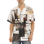 Hawaiian Shirt Modern Art Abstraction Brown and White