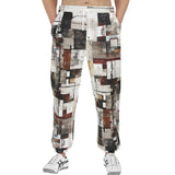 Men's Sweatpants Modern Art Abstraction Brown and White