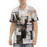 Men's Polo Shirt Modern Art Abstraction Brown and White
