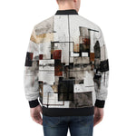 Bomber Jacket Modern Art Abstraction Brown and White