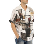 Hawaiian Shirt Modern Art Abstraction Brown and White