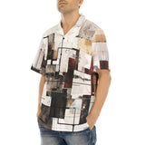 Hawaiian Shirt Modern Art Abstraction Brown and White