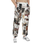 Men's Sweatpants Modern Art Abstraction Brown and White